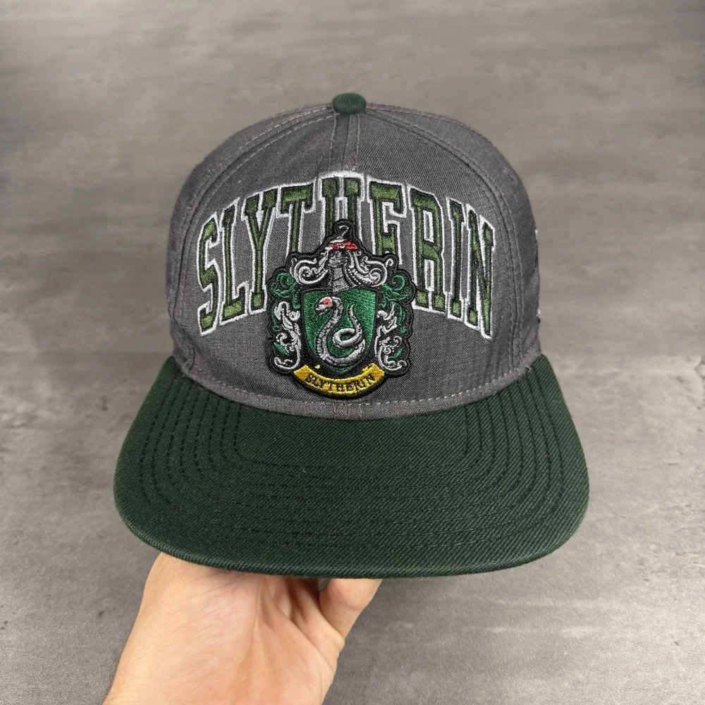 Slytherin Harry Potter Snapback Hat Gray Dark Green University Script Trucker‎
